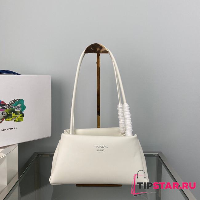 Prada Small Leather Bag White 1BA368 size 26x14x13 cm - 1