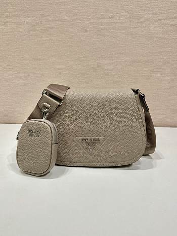 Prada Leather Shoulder Bag Clay Gray 1BD293 size 24x17x9.5 cm