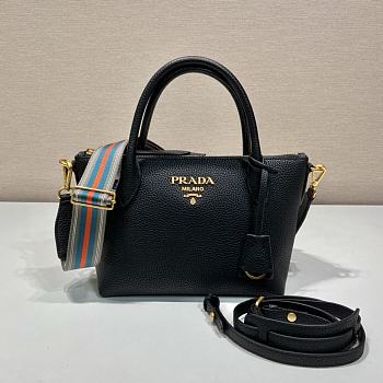 Prada Leather Handbag Black 1BA111 size 24x19x12 cm