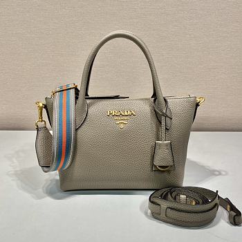 Prada Leather Handbag Clay Gray 1BA111 size 24x19x12 cm