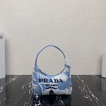 Prada Re-Edition 2000 Embroidered Drill Mini Bag Sky Blue/White 1NE515 23cm