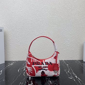 Prada Re-Edition 2000 Embroidered Drill Mini Bag Red/White 1NE515 23cm