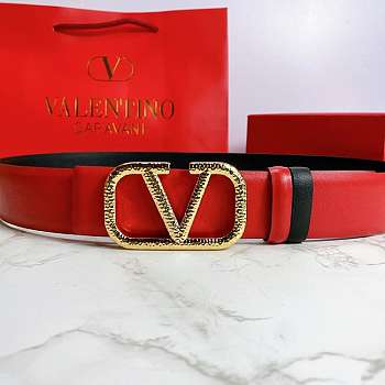 Valentino Reverisble Belt Red/Black Size 4 cm wide