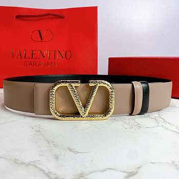 Valentino Reverisble Belt Rose Beige/Black Size 4 cm wide