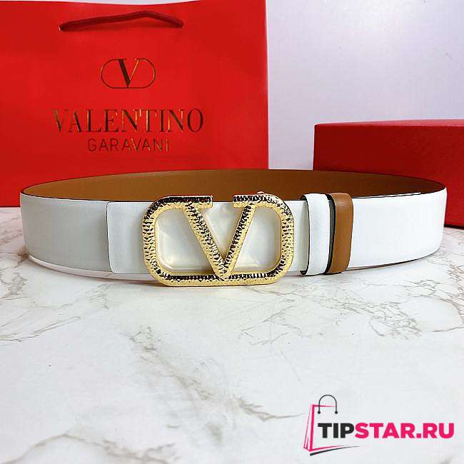 Valentino Reverisble Belt White/Brown Size 4 cm wide - 1