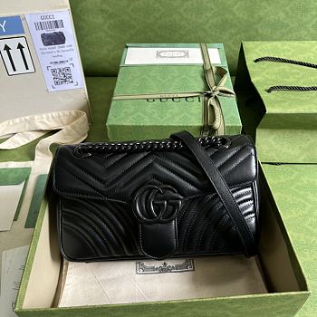 GG Marmont Small Black Shoulder Bag Black Hardware 443497 Size 26cm