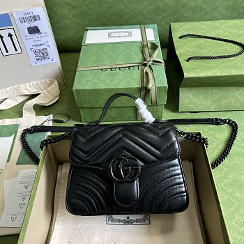 GG Marmont Mini Top Handle Black Bag Black Hardware 702563 21cm