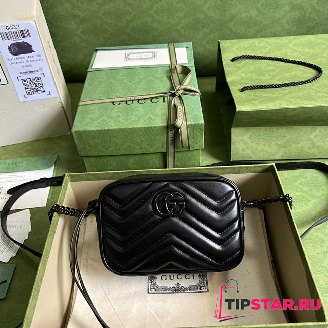 GG Marmont Mini Black Shoulder Bag Black Hardware 634936 18cm - 1