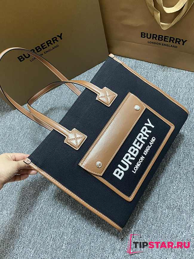 Burberry Two-tone Small Freya Tote Black/Tan 33 x 12.5 x26cm - 1