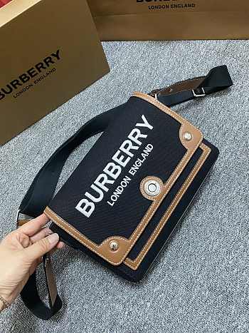Burberry Horseferry Motif Crossbody Bag Black/Tan 25 x 8.5x 18cm