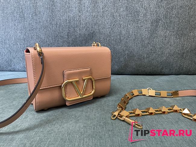 Valentino Stud Sign Grainy Calfskin Shoulder Bag Rose Beige size 20x15x7 cm - 1