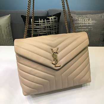 YSL Loulou Medium Chain Bag Beige 574946 Size 32x22x11 cm