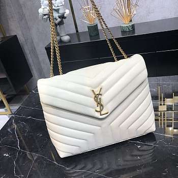 YSL Loulou Medium Chain Bag White 574946 Size 32x22x11 cm