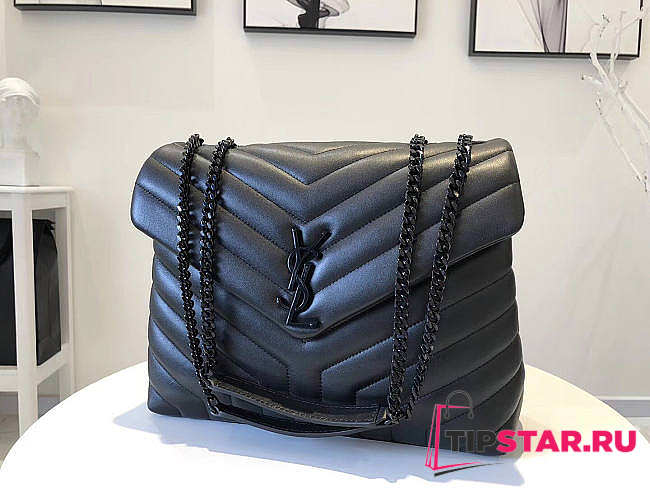 YSL Loulou Medium Chain Bag Black Black Metal 574946 Size 32x22x11 cm - 1