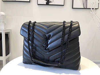 YSL Loulou Medium Chain Bag Black Black Metal 574946 Size 32x22x11 cm