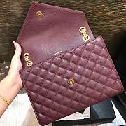 YSL Envelope Medium Burgundy Grain Leather size 24x17.5x6 cm - 2