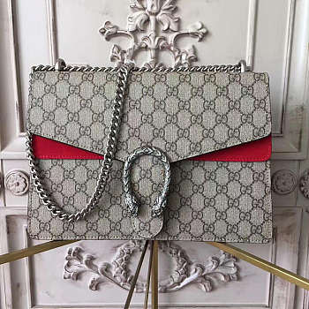Gucci Dionysus Medium GG Shoulder Bag Red Size 30x21x10 cm