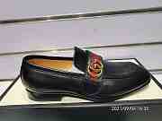 Gucci Men's Black Leather Loafer with GG Web - 2