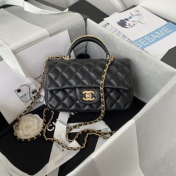 Chanel Mini Top Handle Bag Black Smooth Calfskin AS2431 Size 20 x 12 x 6 cm