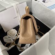 Chanel Mini Top Handle Bag Beige Smooth Calfskin AS2431 Size 20 x 12 x 6 cm - 6