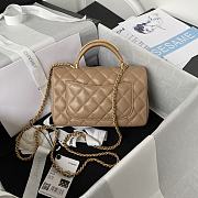 Chanel Mini Top Handle Bag Beige Smooth Calfskin AS2431 Size 20 x 12 x 6 cm - 3