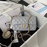 Chanel Mini Top Handle Bag Grey Smooth Calfskin AS2431 Size 20 x 12 x 6 cm - 1