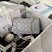 Chanel Mini Top Handle Bag Grey Smooth Calfskin AS2431 Size 20 x 12 x 6 cm - 6