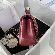 Chanel Mini Top Handle Bag Bordeaux Smooth Calfskin AS2431 size 20 x 12 x 6 cm - 2