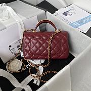 Chanel Mini Top Handle Bag Bordeaux Smooth Calfskin AS2431 size 20 x 12 x 6 cm - 3