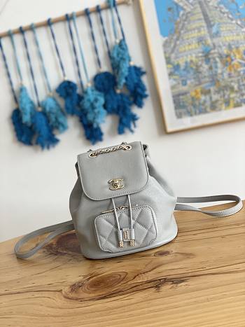 Chanel Grey Caviar Backpack AS3530 Size 19x20x12 cm