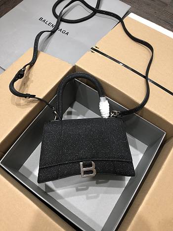 Balenciaga Hourglass S Handbag Black Glitter Material 23x10x24 cm