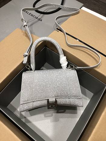 Balenciaga Hourglass S Handbag Grey Glitter Material 23x10x24 cm