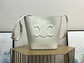 Celine Small Bucket Cuir Triomphe Smooth Calfskin White size 30x22x13 cm