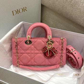 Dior Lady D-Joy Bag Bright Pink Cannage Denim 26x6x14 cm