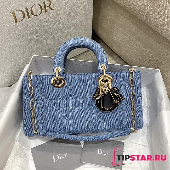 Dior Lady D-Joy Bag Bright Blue Cannage Denim 26x6x14 cm - 1