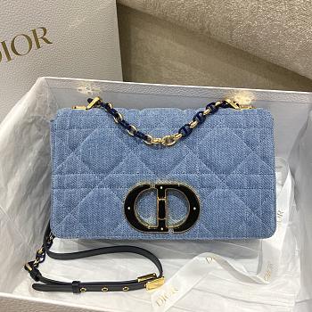 Dior Medium Caro Bag Bright Blue Macrocannage Denim size 25.5x15x8 cm