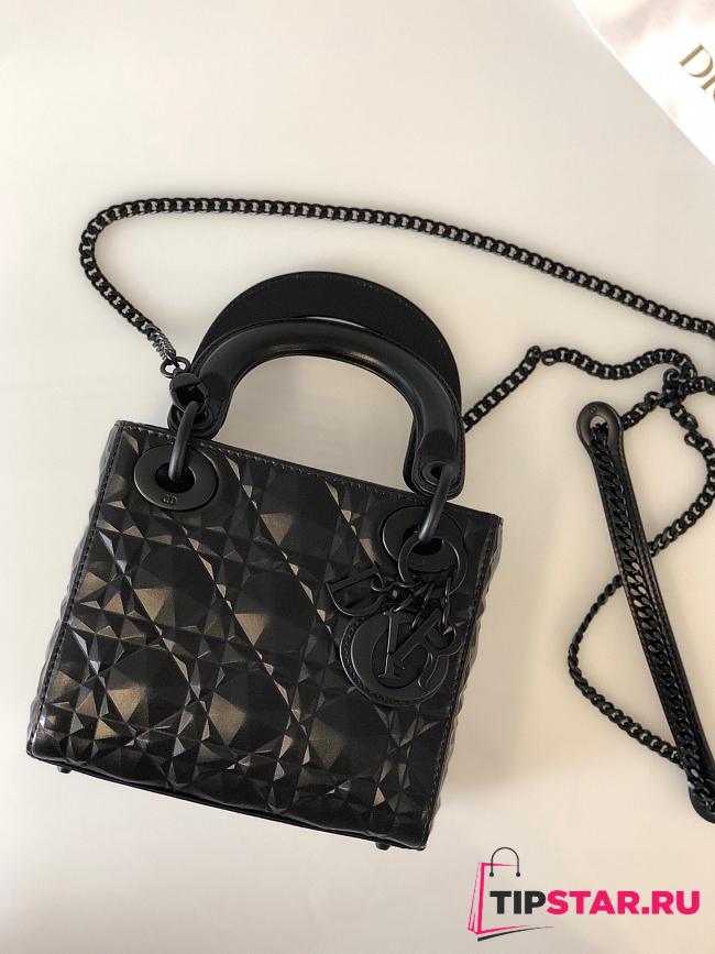 Dior Mini Lady Bag Black Calfskin Diamond Motif size 17x15x7 cm - 1