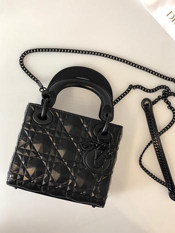 Dior Mini Lady Bag Black Calfskin Diamond Motif size 17x15x7 cm