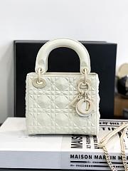 Dior Mini Lady Bag White Calfskin Diamond Motif size 17x15x7 cm - 1