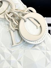 Dior Mini Lady Bag White Calfskin Diamond Motif size 17x15x7 cm - 6