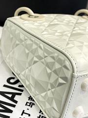Dior Mini Lady Bag White Calfskin Diamond Motif size 17x15x7 cm - 4