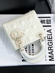 Dior Mini Lady Bag White Calfskin Diamond Motif size 17x15x7 cm - 2