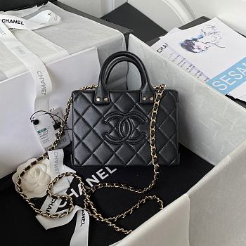 Chanel Small Vanity Bag Black Calfskin AS3344 size 11.5x15x8.5 cm
