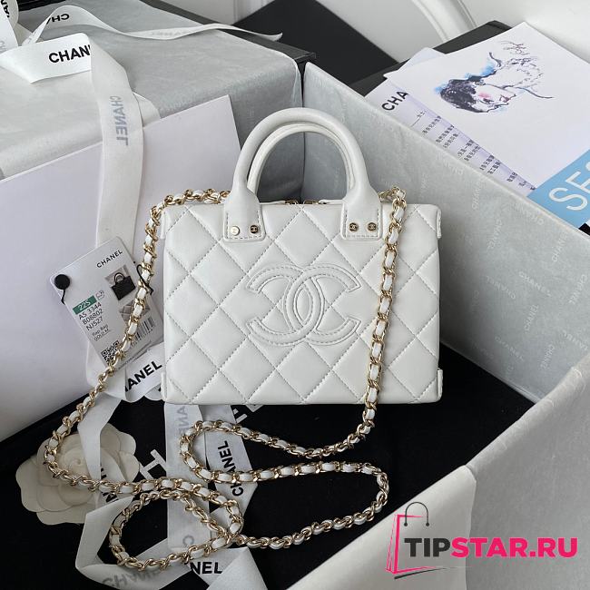 Chanel Small Vanity Bag White Calfskin AS3344 size 11.5x15x8.5 cm - 1