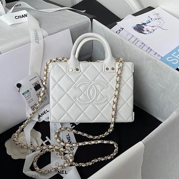 Chanel Small Vanity Bag White Calfskin AS3344 size 11.5x15x8.5 cm