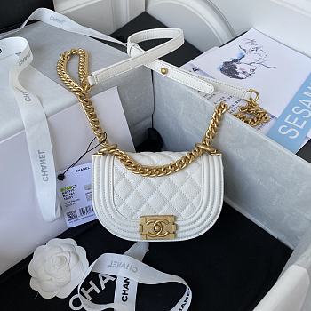 Chanel Mini Boy Messenger Bag White AS3315 size 15x9.5x4.5 cm