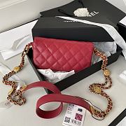 Chanel Gold Coin Chain Strap Phone Red Bag AP2860 size 18x9x3.5 cm - 6