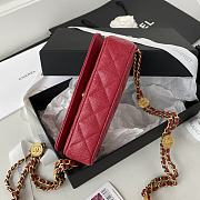 Chanel Gold Coin Chain Strap Phone Red Bag AP2860 size 18x9x3.5 cm - 5