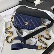 Chanel Gold Coin Chain Strap Phone Navy Blue Bag AP2860 size 18x9x3.5 cm - 1