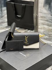 YSL Uptown Chain Wallet Black/White Smooth Leather 607788 size 19x12x4 cm - 1